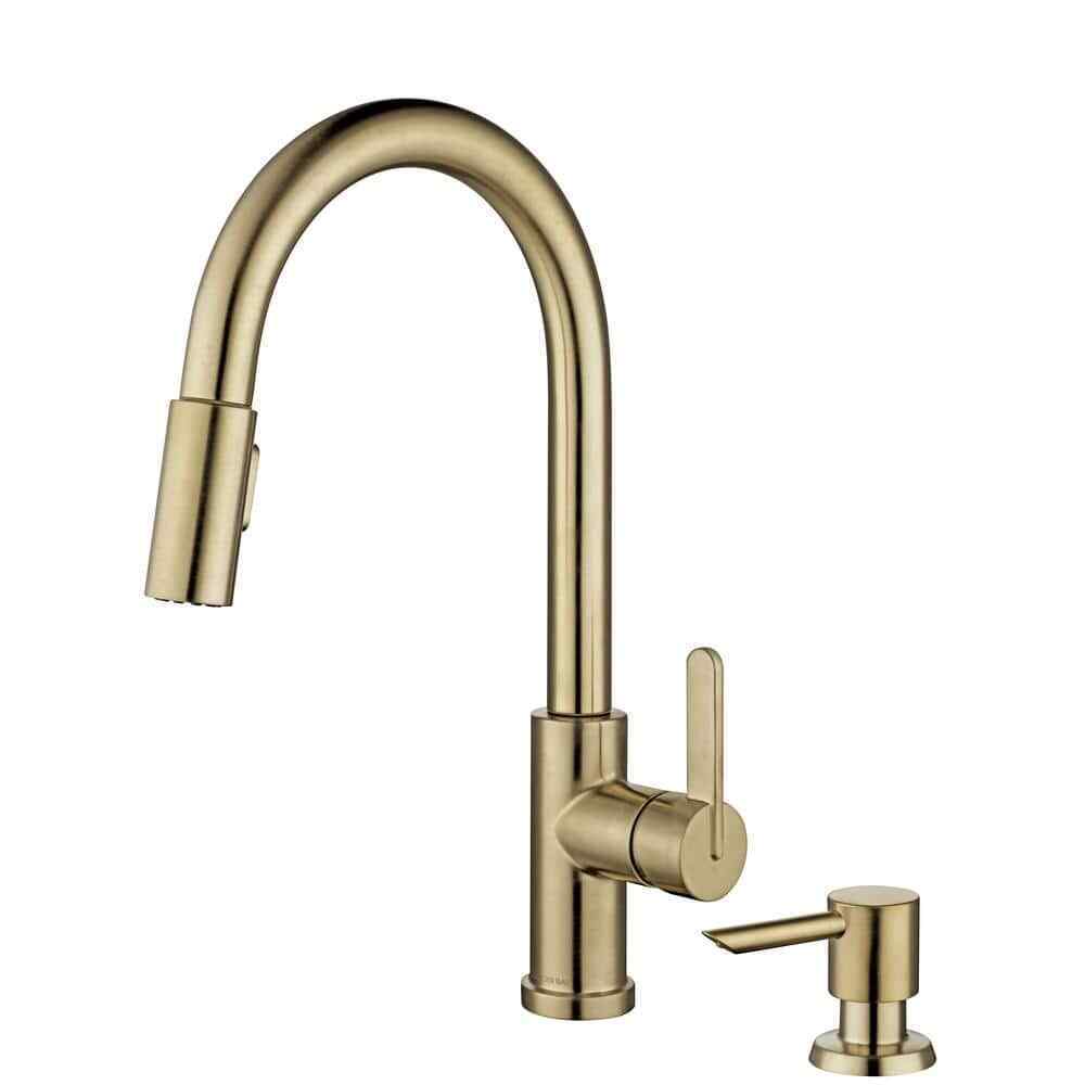 Glacier Bay Paulina Single Handle Pull Down Sprayer Kitchen Faucet Matte Gold