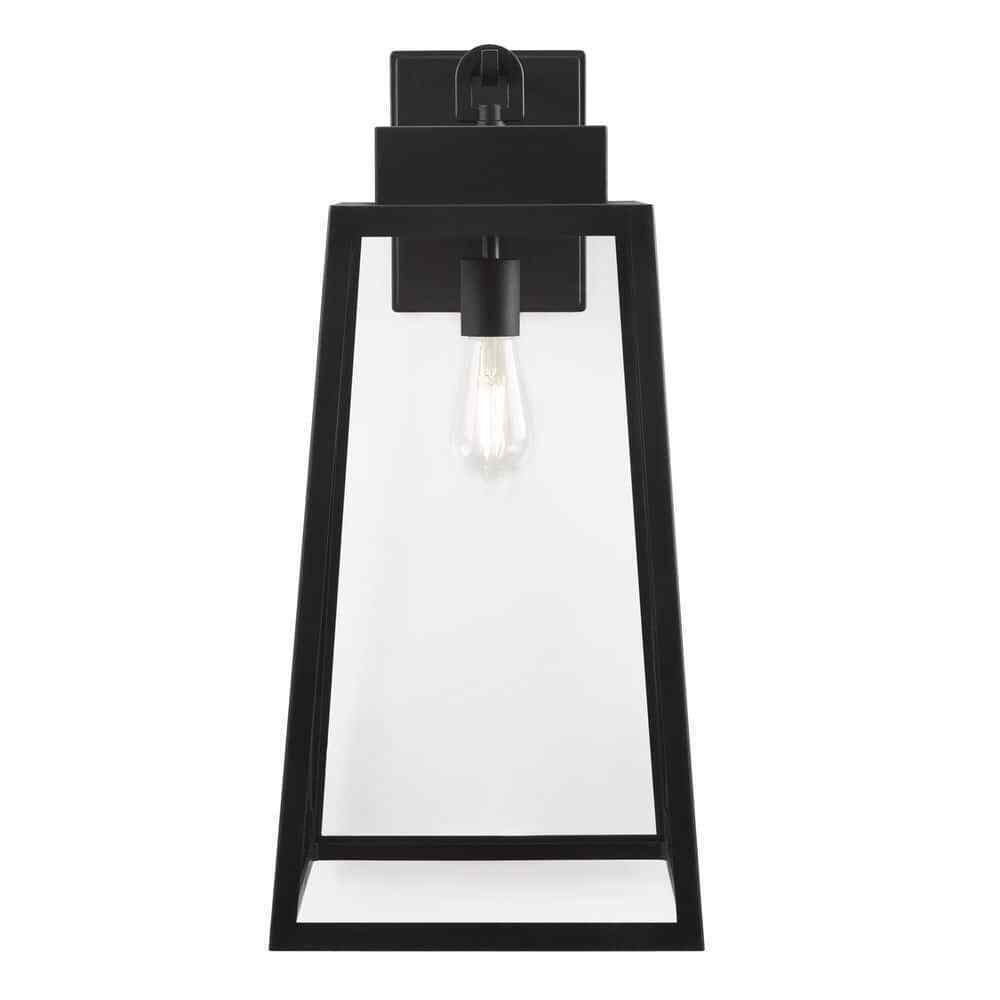 Hampton Bay Corbin Extra Large 25 in. Modern 1-Light Black Tapered Wall Sconce