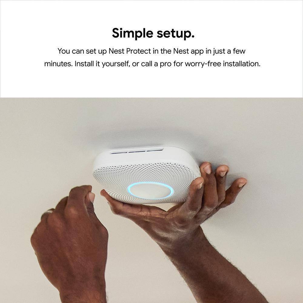 Google Nest Protect Smoke Alarm and Carbon Monoxide Detector - Battery Operated