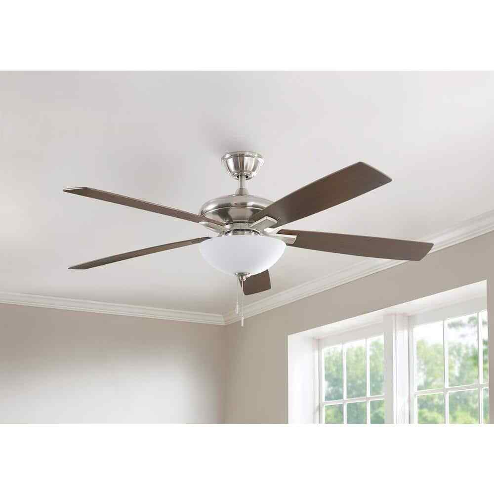 Hampton Bay Abbeywood 60 in. LED Brushed Nickel Ceiling Fan With Light Kit