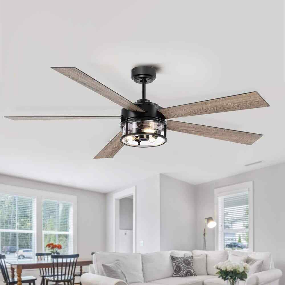 Breezary Hubery 60 in. Indoor Matte Black Standard Ceiling Fan w/ Remote Control