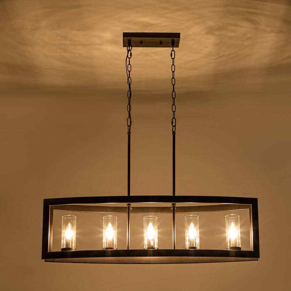 RRTYO Sylvette 5-Light Oil Rubbed Bronze Kitchen Curved Island Chandelier