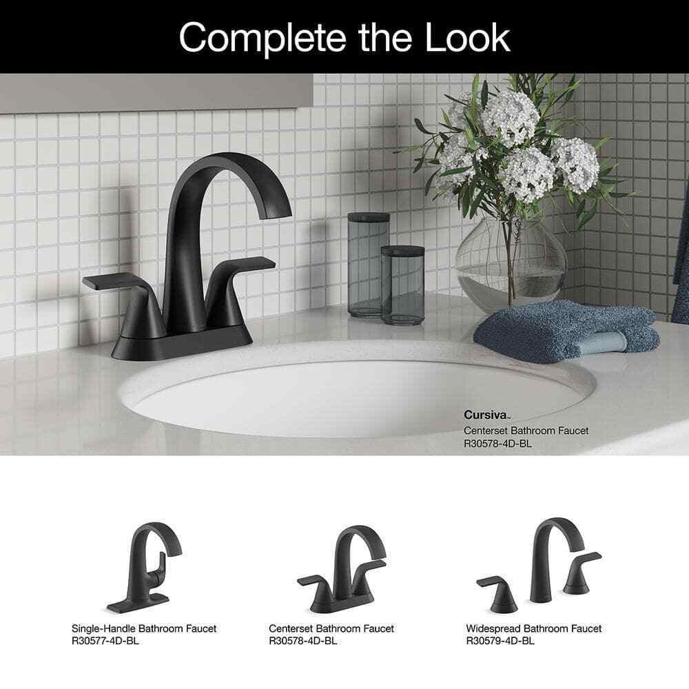 KOHLER Cursiva 4 in. Centerset 2-Handle Bathroom Faucet in Matte Black