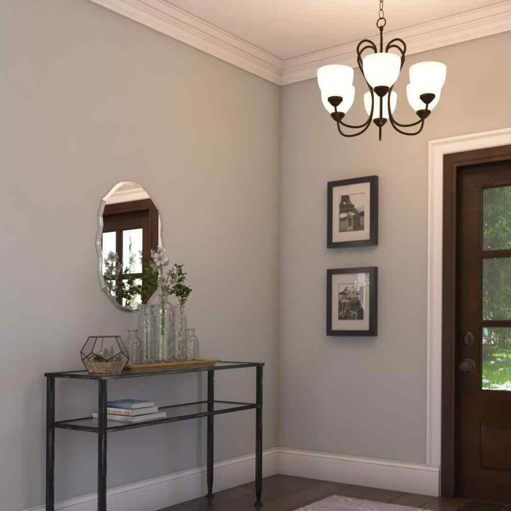 Progress Lighting Heart Antique Bronze Etched Glass Farmhouse Chandelier Light