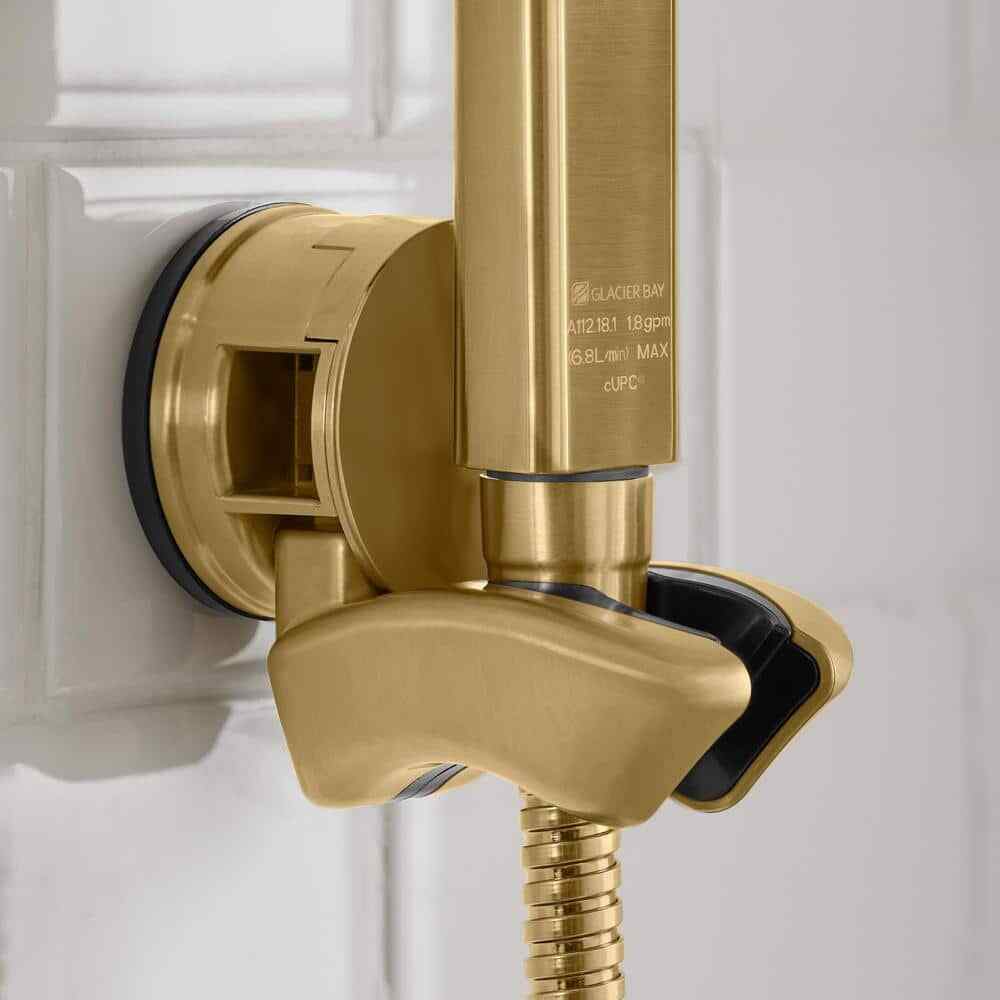Glacier Bay Modern Dual Wall Mount Fixed and Handheld Shower Heads Matte Gold