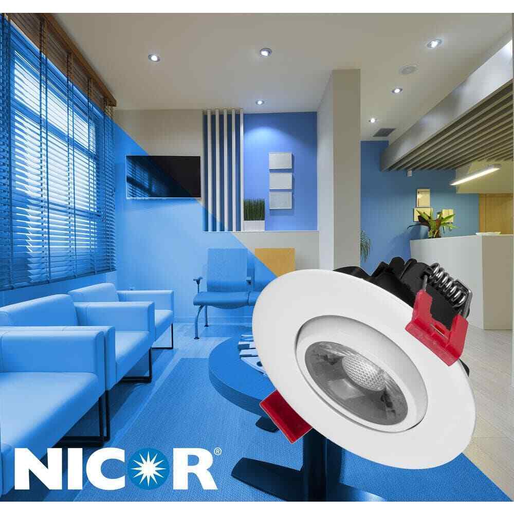 NICOR 3 in. 2700K Remodel Recessed Integrated LED Gimbal Downlight Kit in White