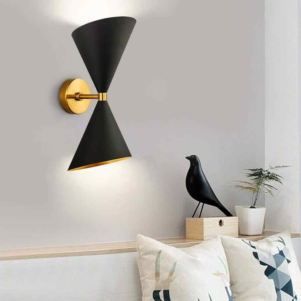 RRTYO 2-Light Black Wall Sconce with Light Direction of Up and Down YL002404