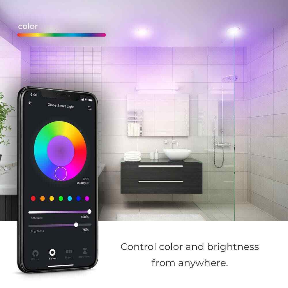 Globe Electric Wi-Fi Smart 4 in. Slim Baffle LED Recessed Lighting Kit 2-Pack