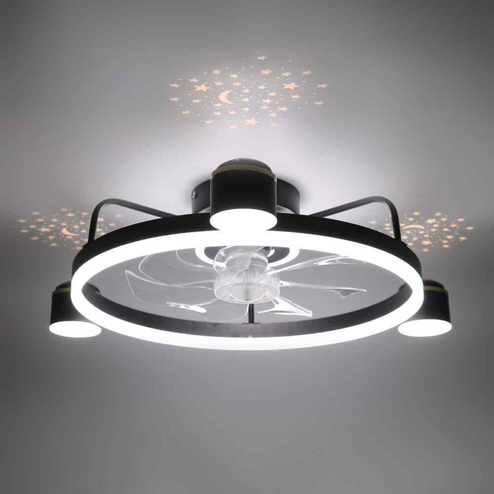 Bella Depot 28 in. LED Indoor Smart App Control Low Profile Black Ceiling Fan