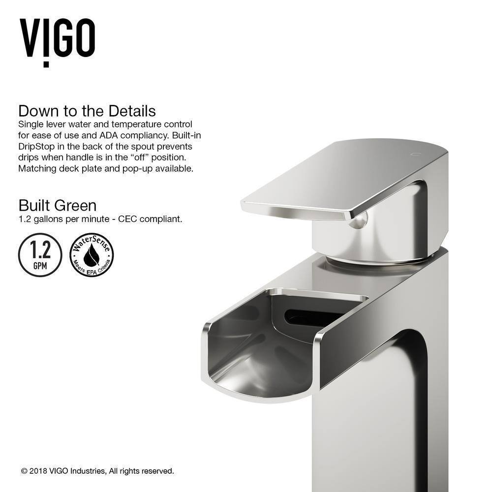 VIGO Amada Single Handle Single-Hole Bathroom Vessel Faucet in Brushed Nickel