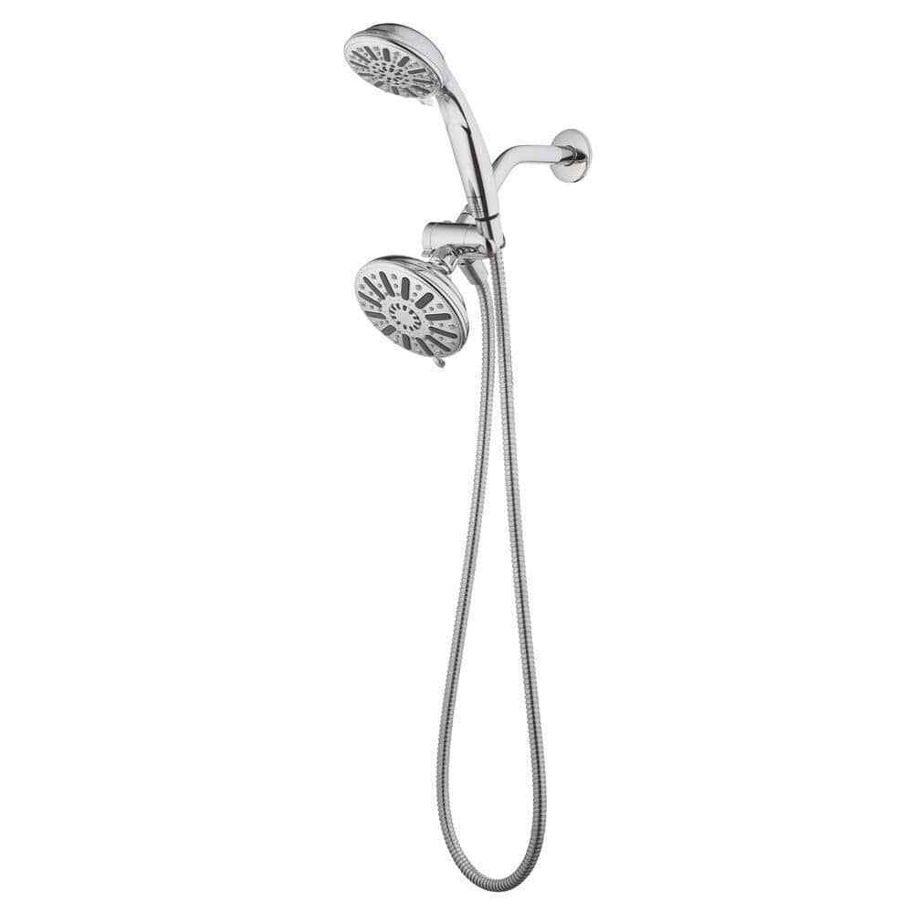 Glacier Bay 6-Spray 5 in. Dual Wall Mount Handheld Shower Head 1.8 GPM in Chrome