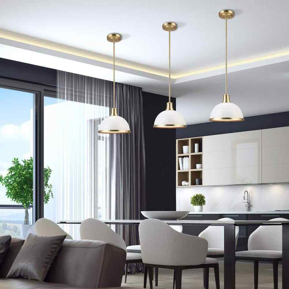 Globe Electric Beckett 1-Light Matte White Pendant Light with Metal Shade
