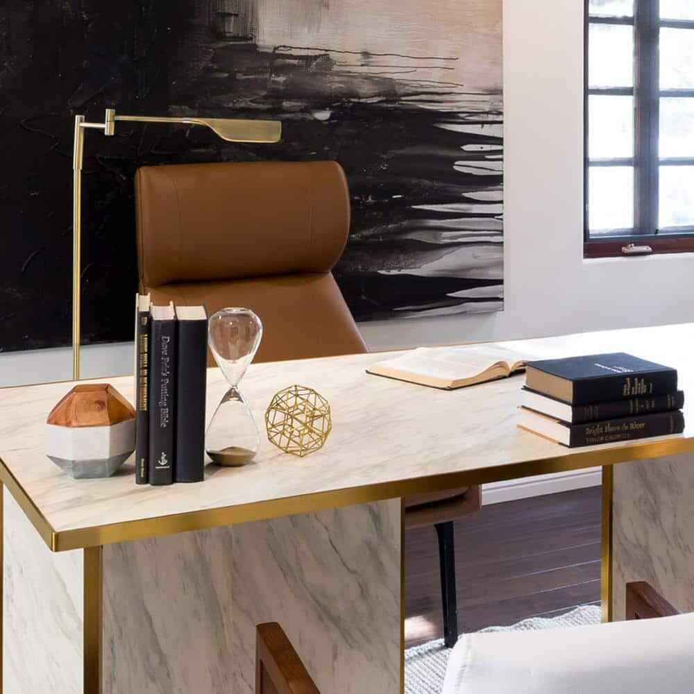 Brightech Leaf 53 in. Antique Brass Dimming LED Floor Lamp w/ Brass Metal Shade