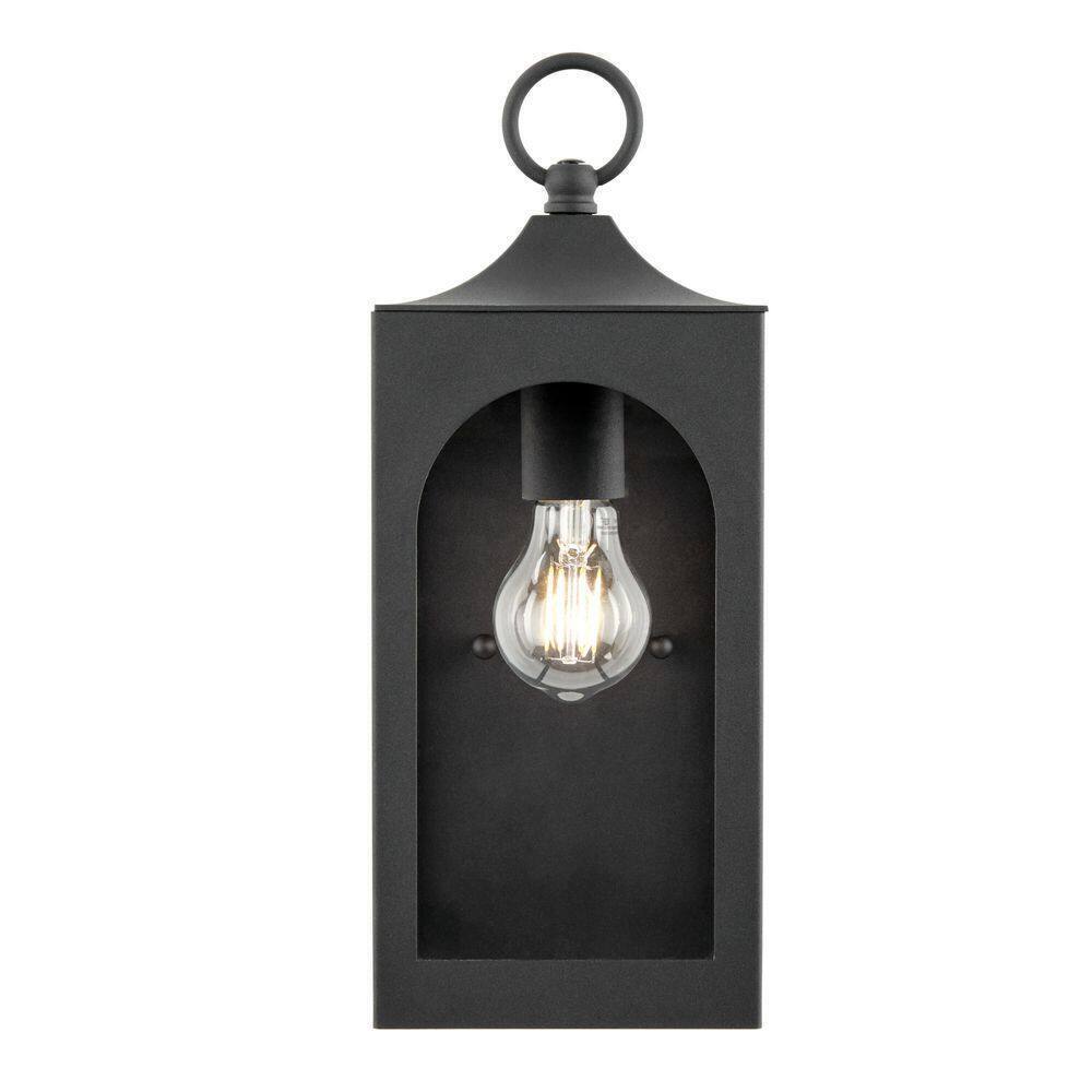 Hampton Bay Tremont 1-Light Black Outdoor Wall Light Fixture with Clear Glass