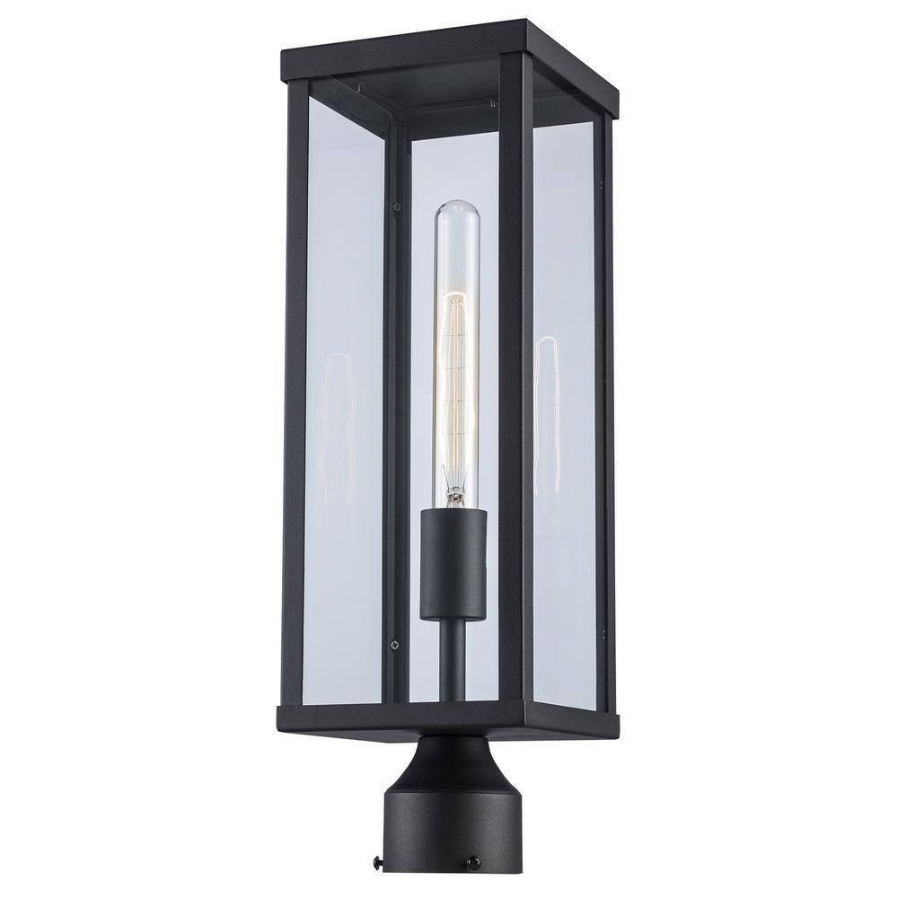 Bel Air Lighting Oxford Black Outdoor Lamp Post Light Fixture with Clear Glass