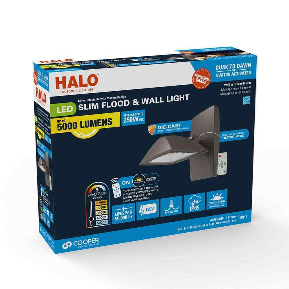 HALO ARFL 45-Watt Bronze Outdoor Integrated LED Residential Floodlight