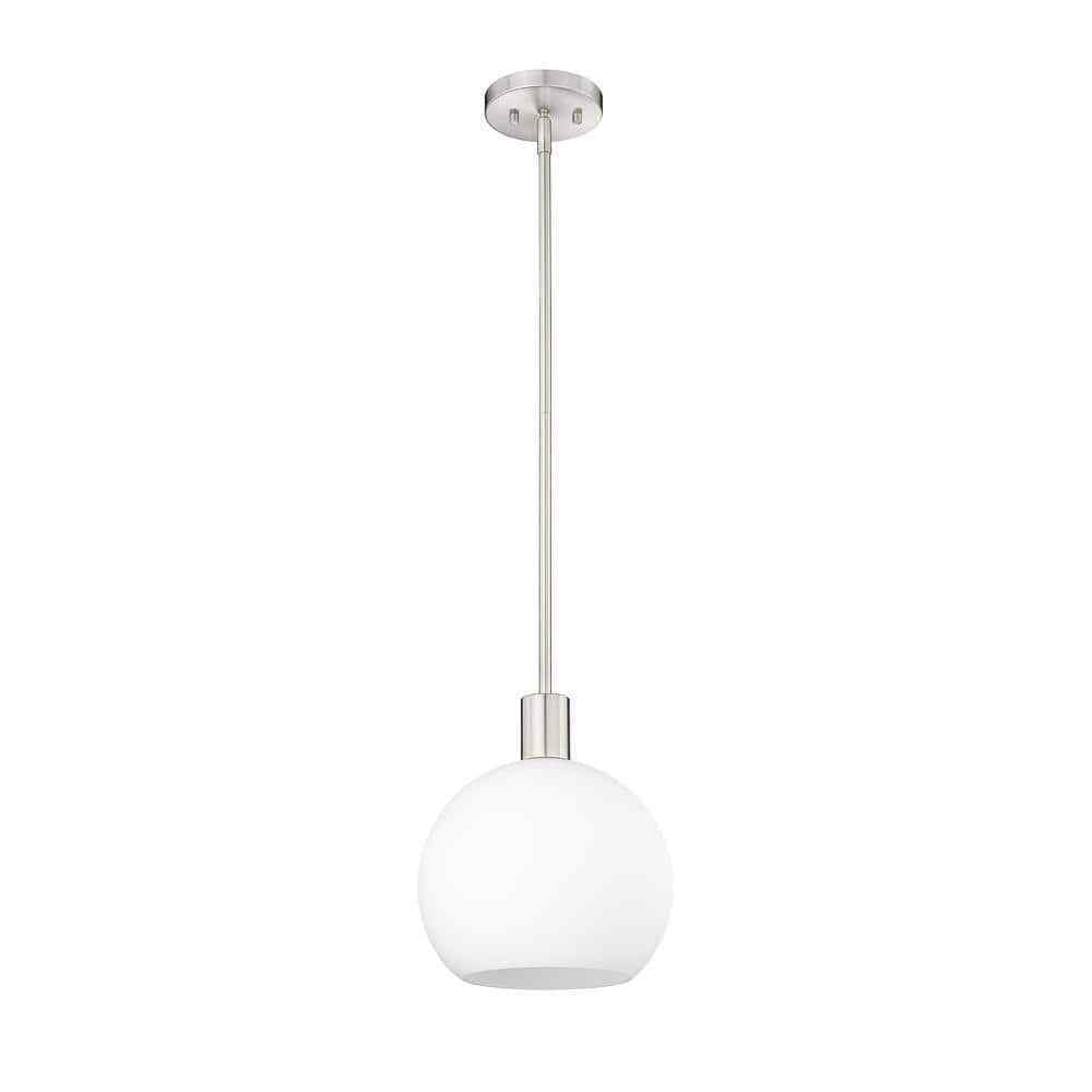 Margo 9.75 in. Bubble Pendant Brushed Nickel w/ White Glass Shade