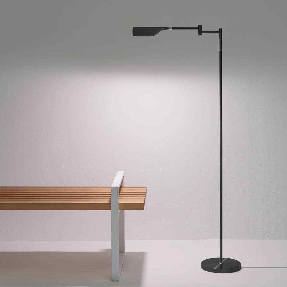 Brightech Leaf 53 in. Black LED Floor Lamp with Adjustable Arm and Shade