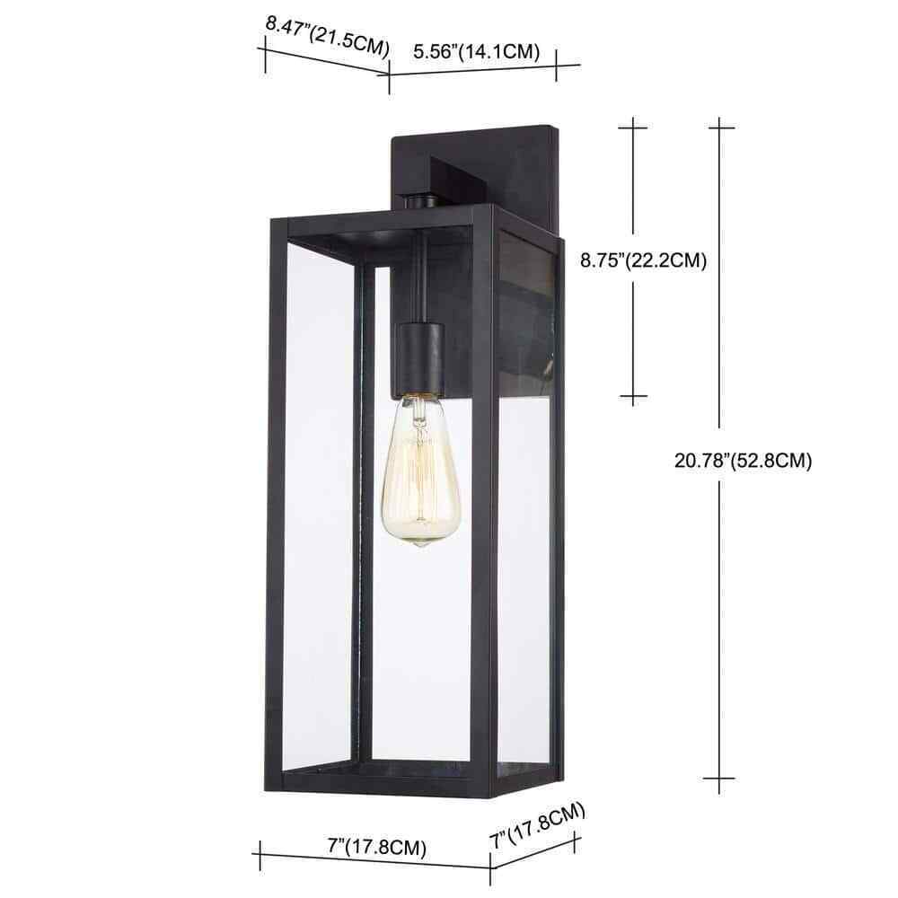 Hukoro 1-Light Black Outdoor 1x E26 Wall Light with Clear Glass Shade