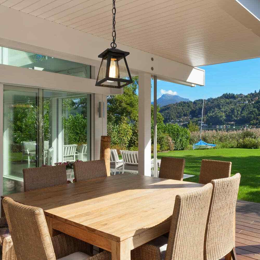 Uolfin Modern Black Outdoor Hanging Light Exton 1-Light Lantern Outdoor