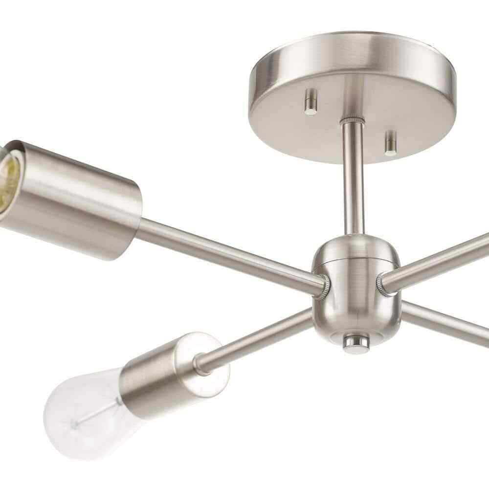 Globe Electric Vane 17 in. 4-Light Brushed Nickel Semi-Flush Mount 65098