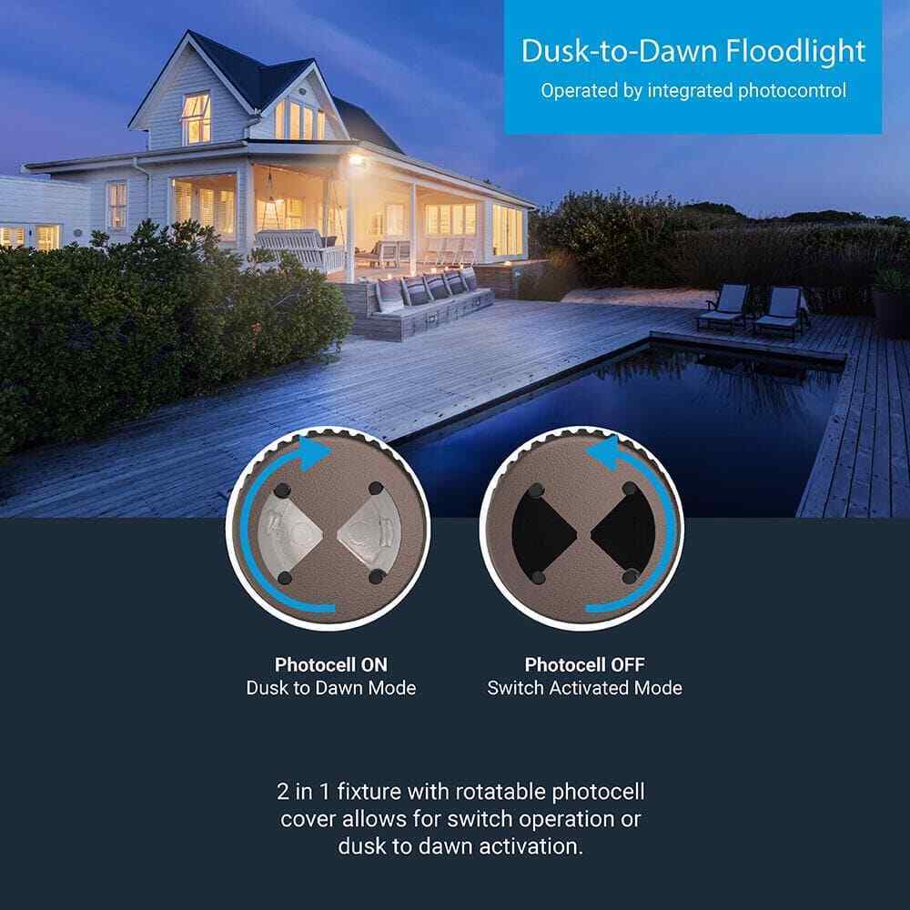 HALO TGS 120-Watt 90�� Bronze Outdoor Integrated LED Flood Light w/ Dusk to Dawn