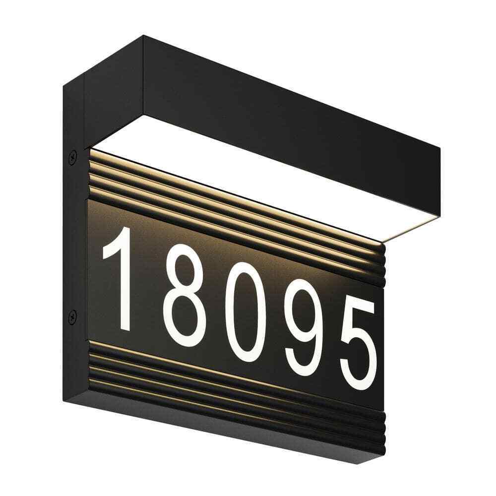 Artika Headline Address Name Black Modern Integrated LED Hardwired Porch Light