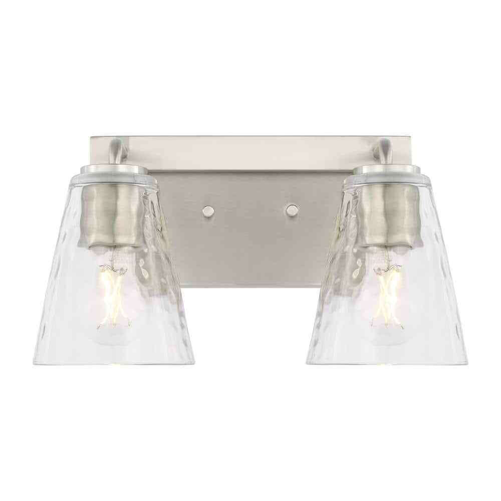 Home Decorators Westbrook 2-Light Brushed Nickel Modern Bathroom Vanity Light