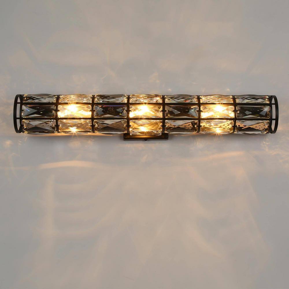LNC Modern Transitional 23.6 in. 3-Light Black Vanity Light w/ Shade Wall Sconce