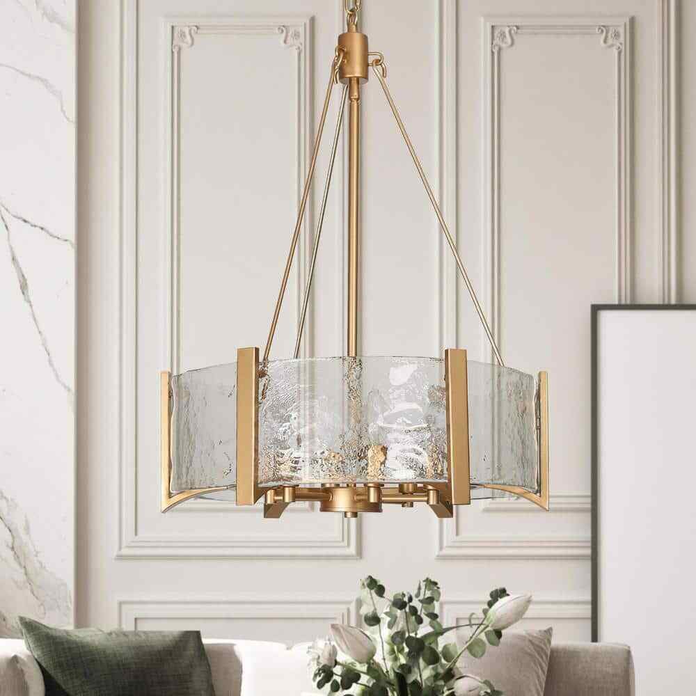 Zevni 19.5 in. 6-Light Farmhouse DIY Pendant Water Glass Dining Room Chandelier