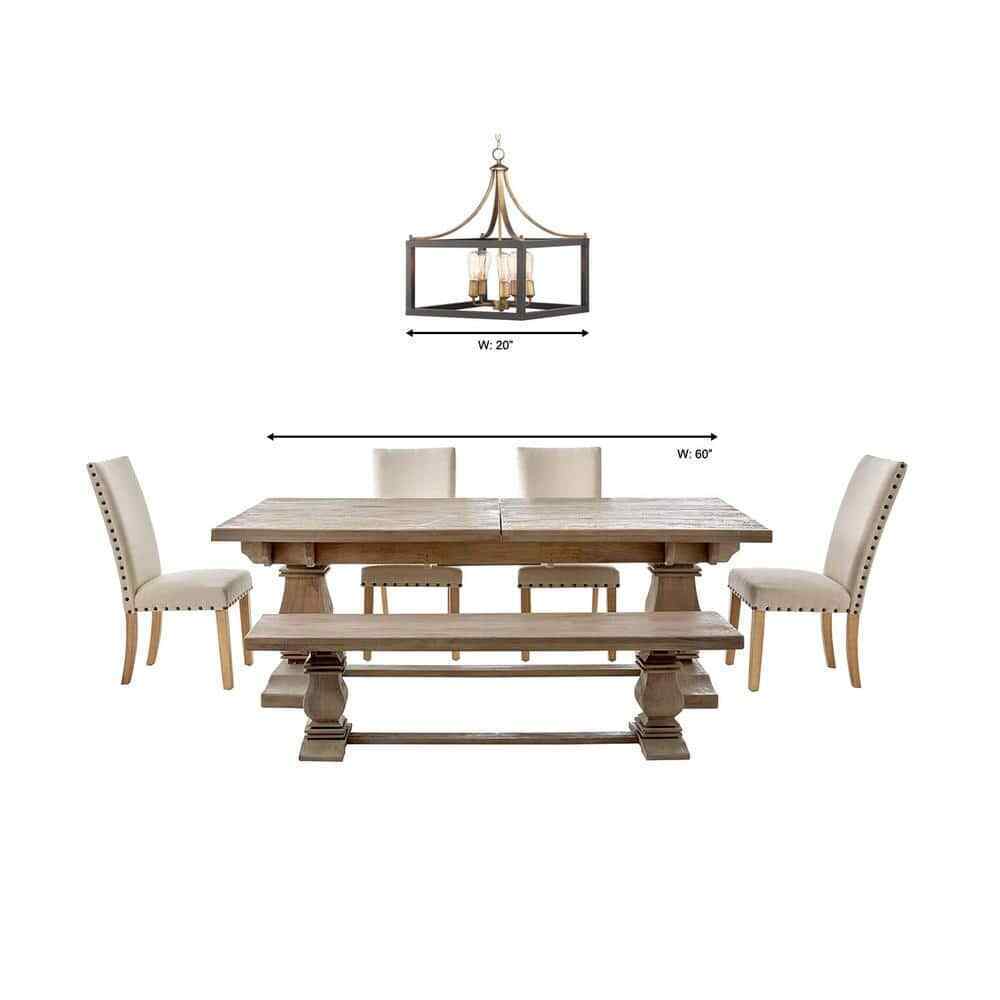Hampton Bay Boswell Quarter 20 in. 5-Light Gold Farmhouse Square Chandelier