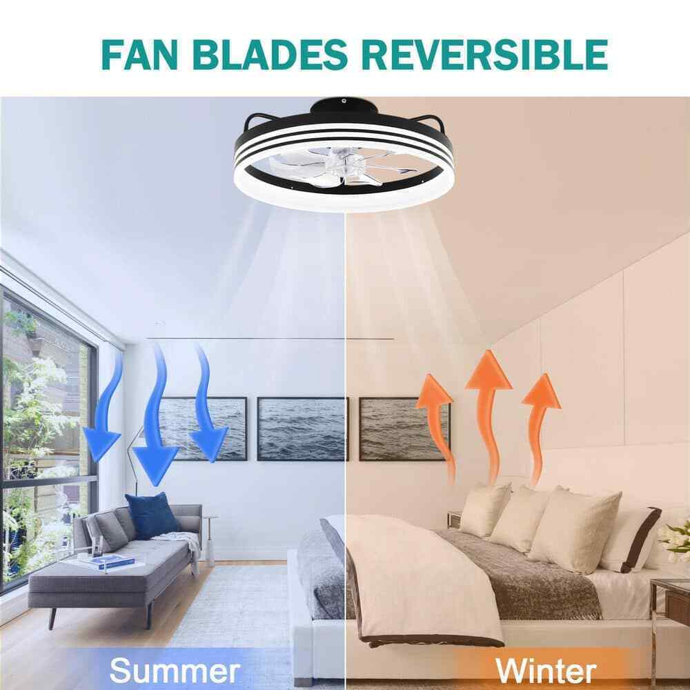 Oaks Aura 20in. LED Black Bladeless App Control Smart Low Profile Ceiling Fan