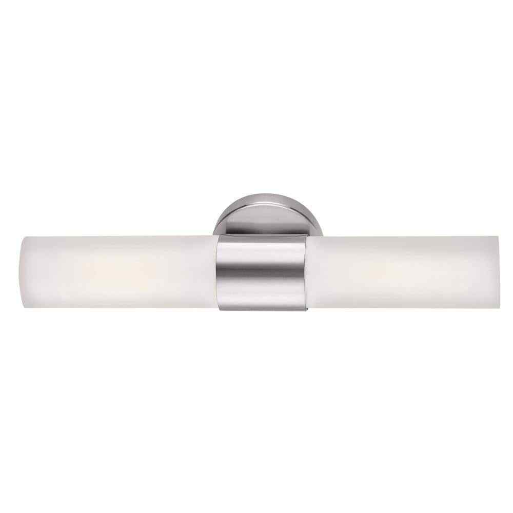 Access Lighting Aqueous 2 Light Brushed Steel Wall Fixture with Opal Glass Shade