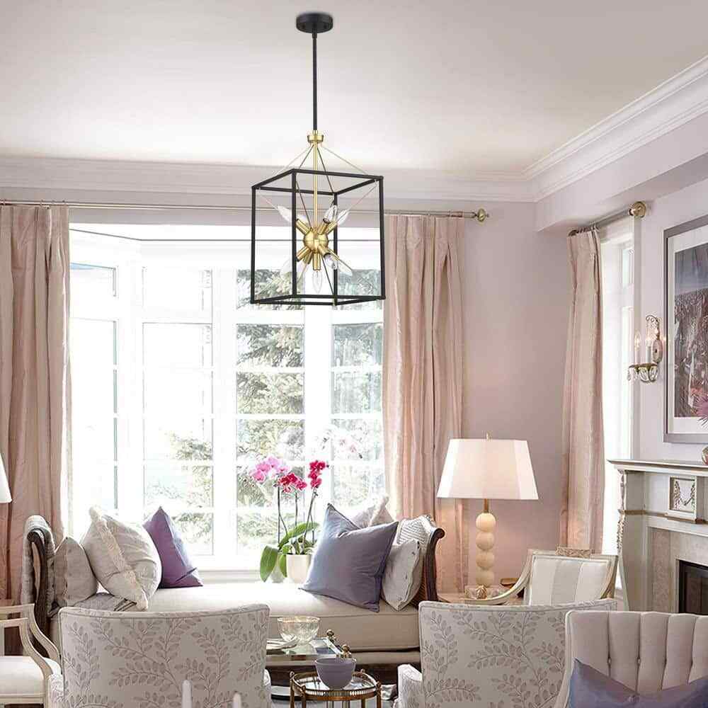Hukoro Alfa 9-Light 12.2 in. Modern Rectangle Lantern Pendant Light