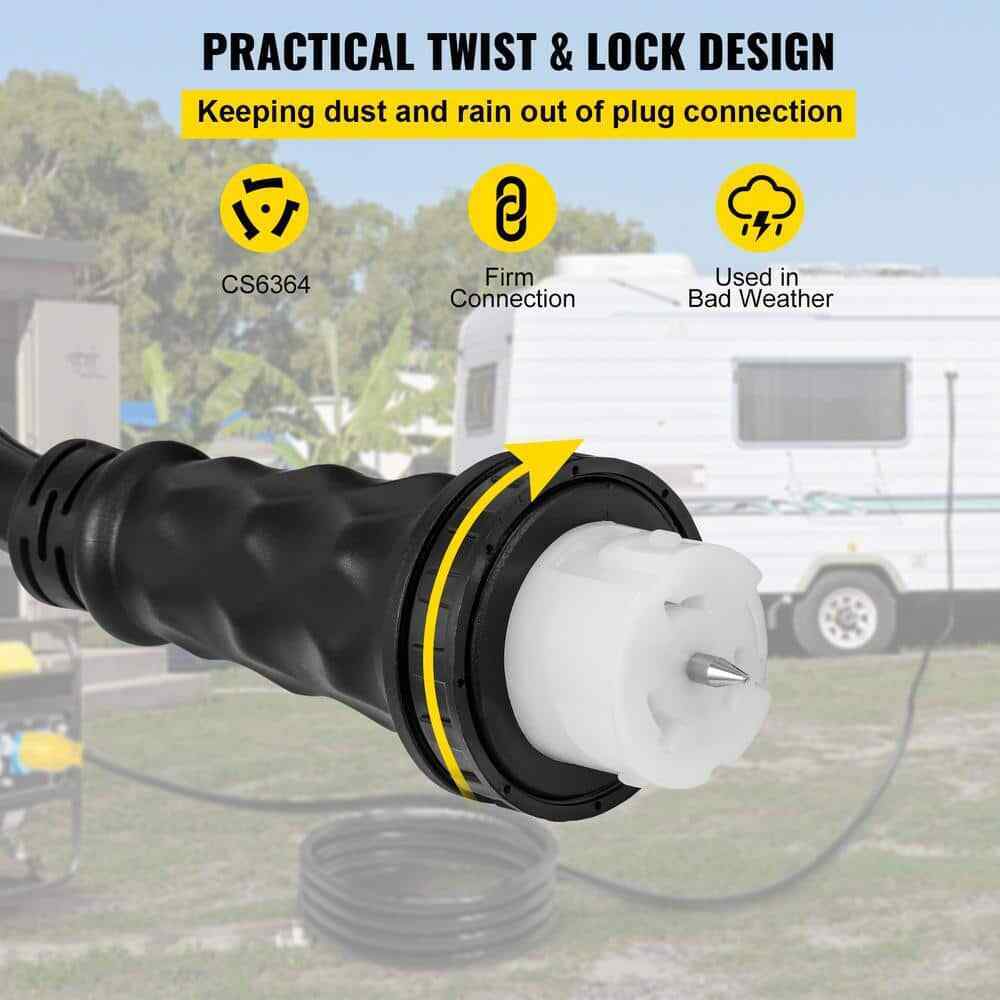 VEVOR 10 ft. Generator Extension Power Cord 250-Volt 50 Amp Twist Lock