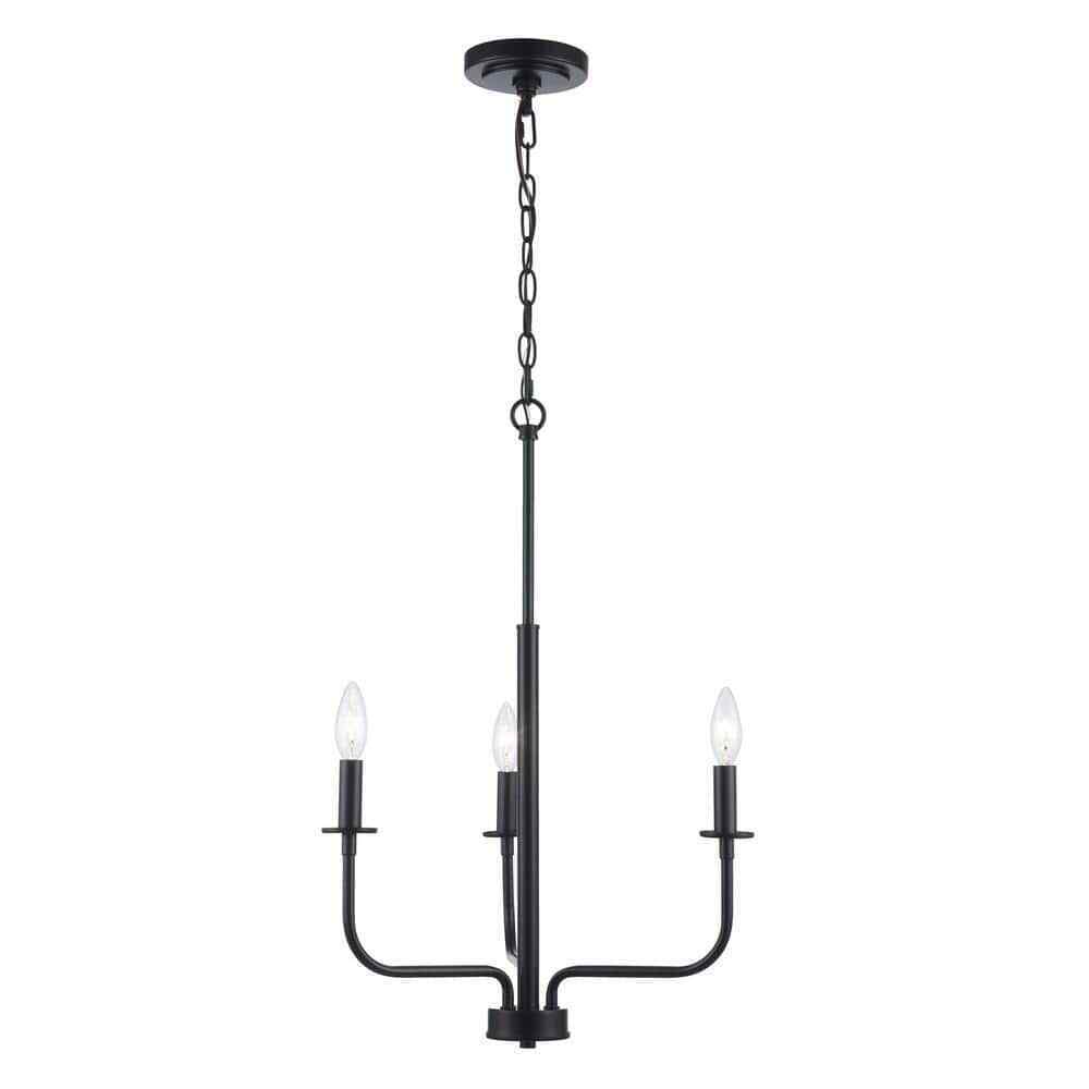 Bel Air Lighting Tennyson 3-Light Black Candle Chandelier Light Fixture 11653 BK