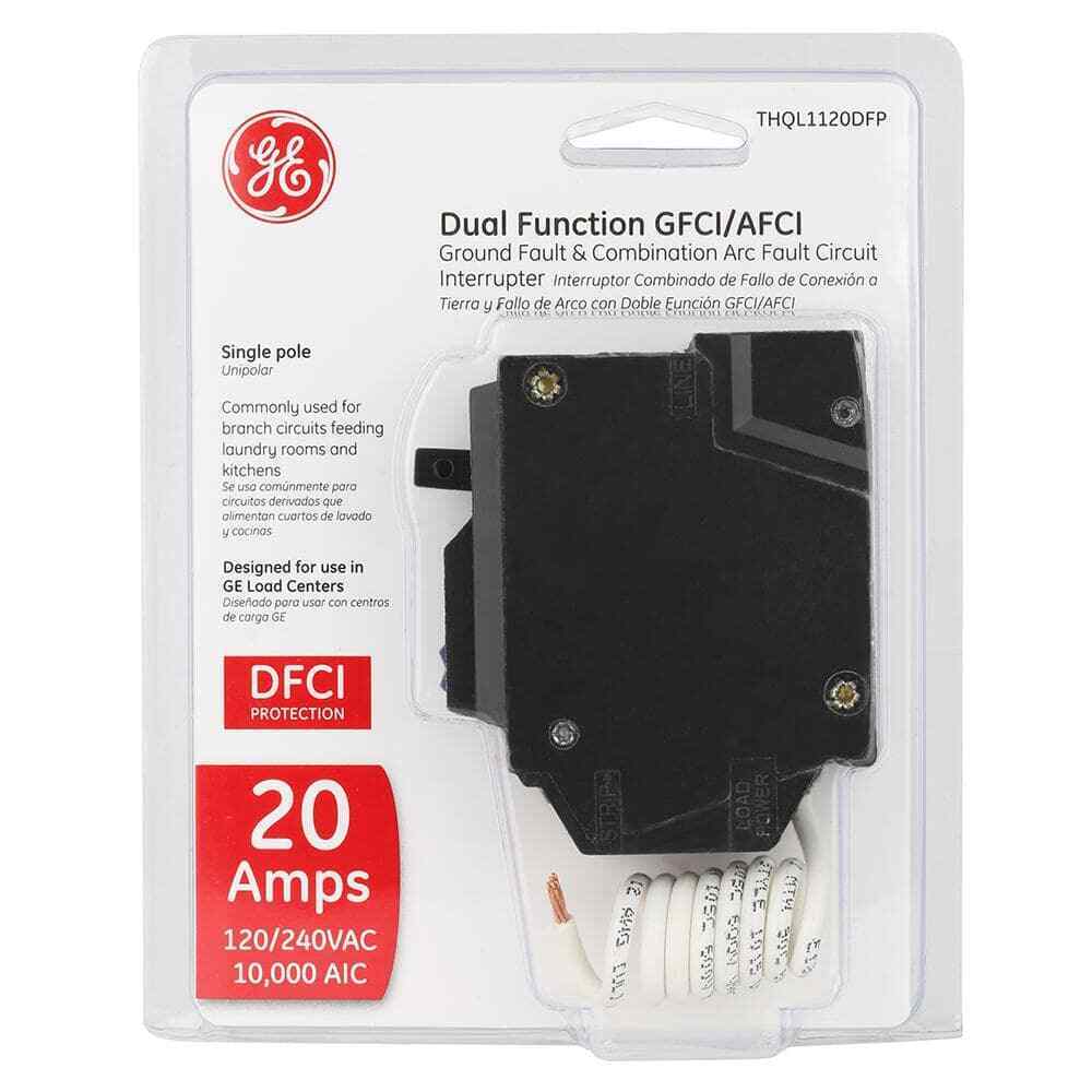 GE Q-Line 20 Amp Single-Pole Dual Function Arc Fault/GFCI Breaker THQL1120DFP