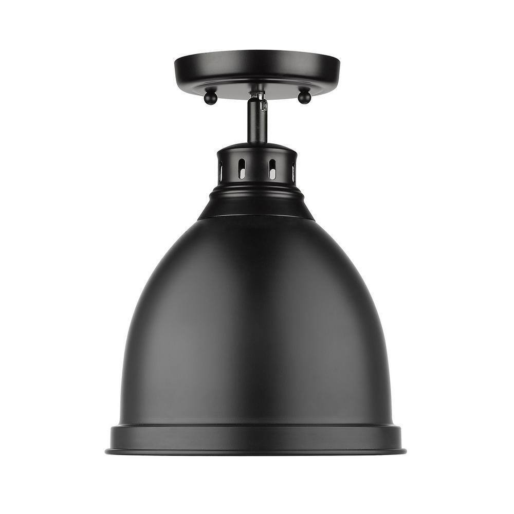 Golden Lighting Duncan Collection 1-Light Black Flush Mount w/ Matte Black Shade
