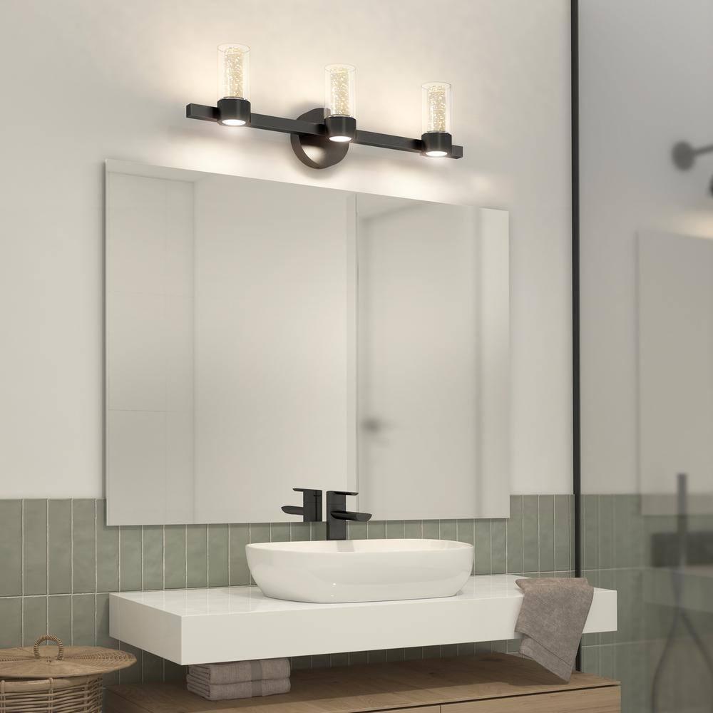 Artika Essence 27 in. 3-Light Integrated LED Black Vanity Light Bar Wall Fixture