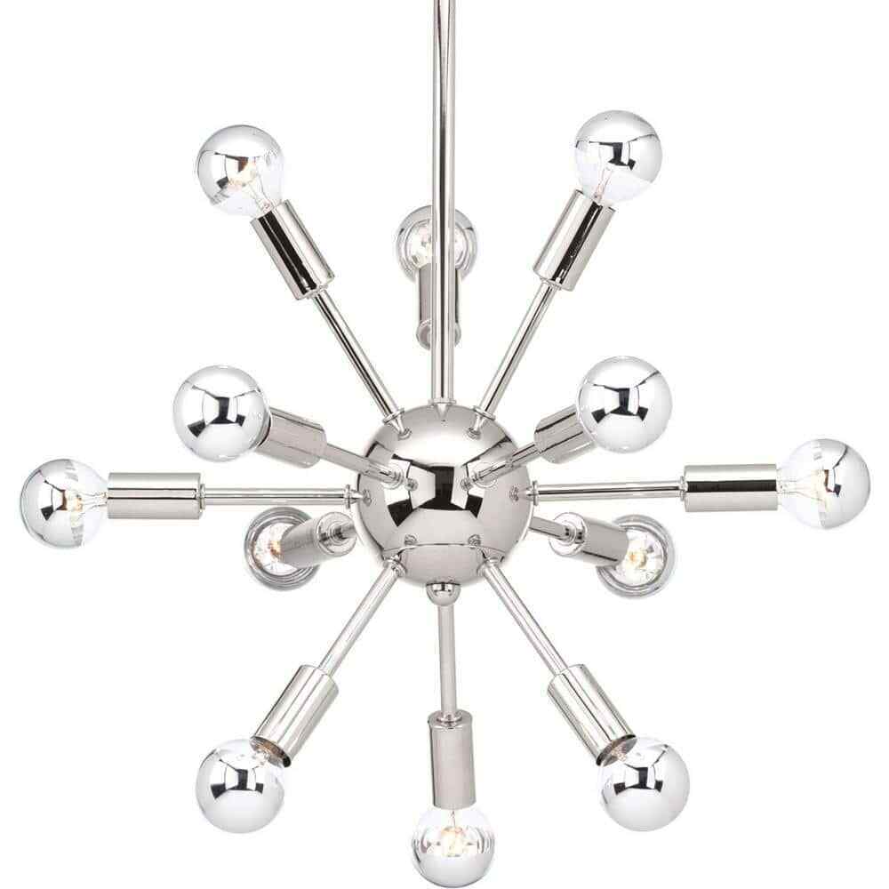 Progress Lighting Ion Collection 12-Light Polished Nickel Modern Chandelier