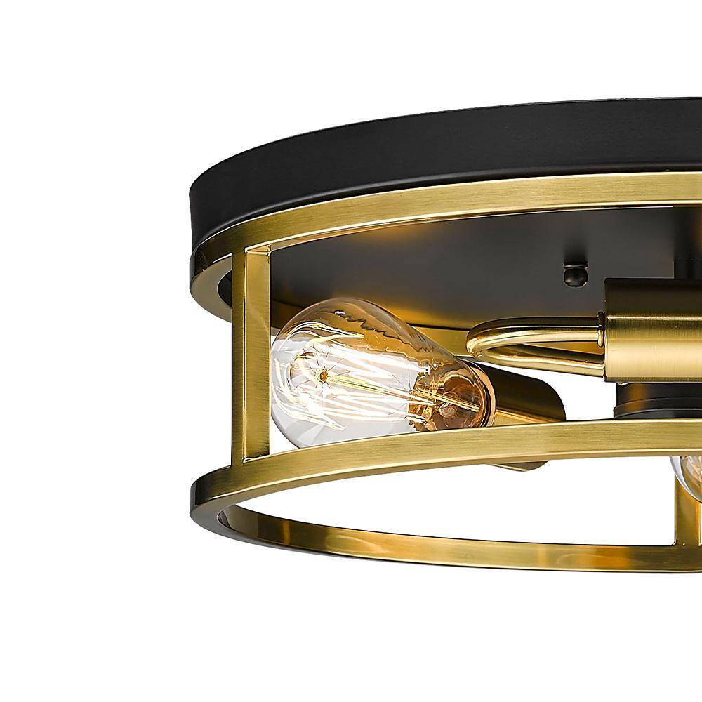 Unbranded Helen 16 in. 3-Light Black and Gold Flush Mount YS2180C16BGD