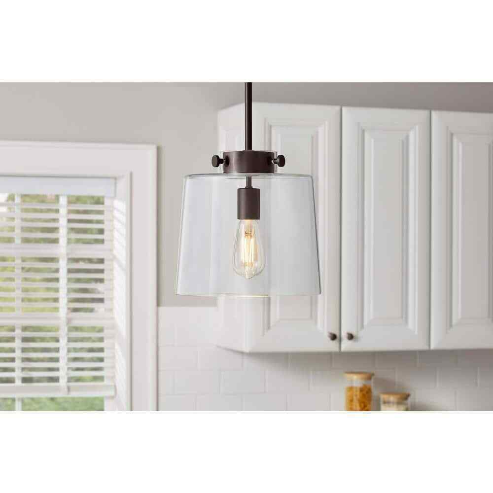 Hampton Bay Mullins 10 in. 1-Light Oil Rubbed Bronze Pendant Hanging Light