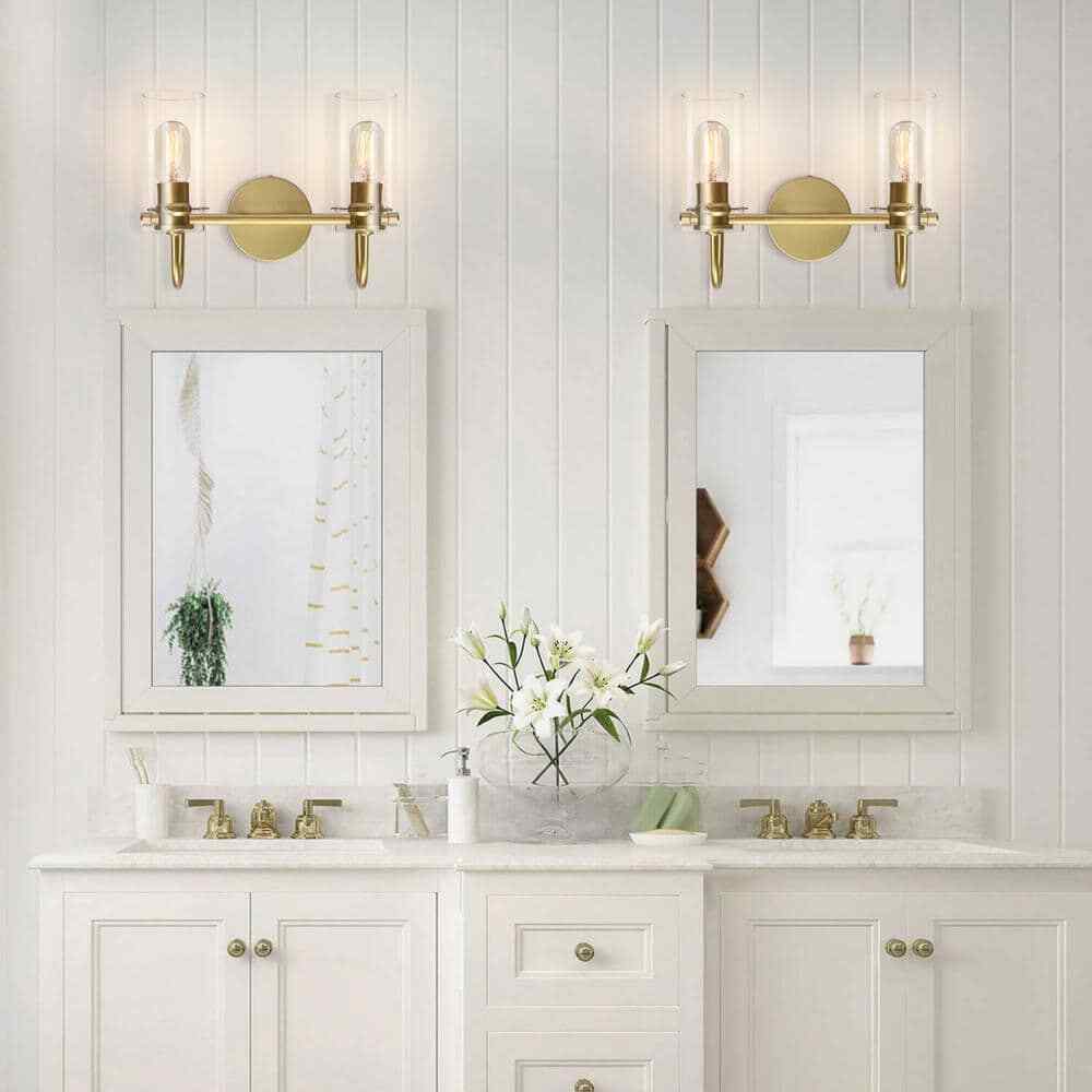 EDISLIVE Paquette 14 in. 2-Light Gold Modern Vanity Light Fixture