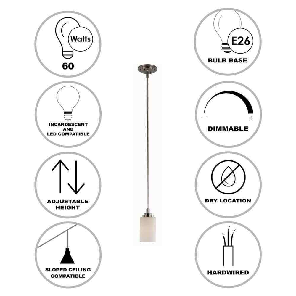 Bel Air Lighting Mod Pod 1-Light Brushed Nickel Hanging Pendant Light Fixture