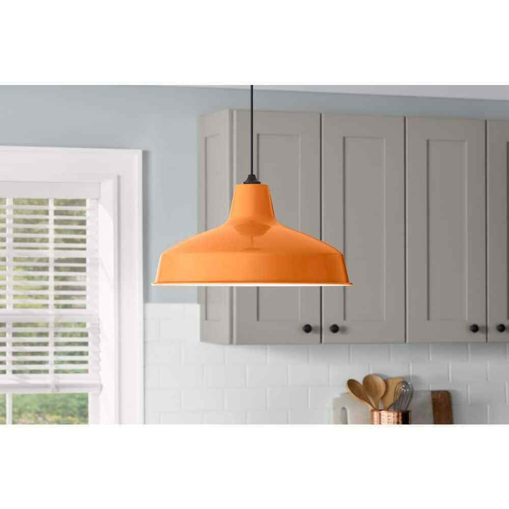 Hampton Bay 1-Light Orange Warehouse Pendant Light with Metal Shade AF-1032R/ORG