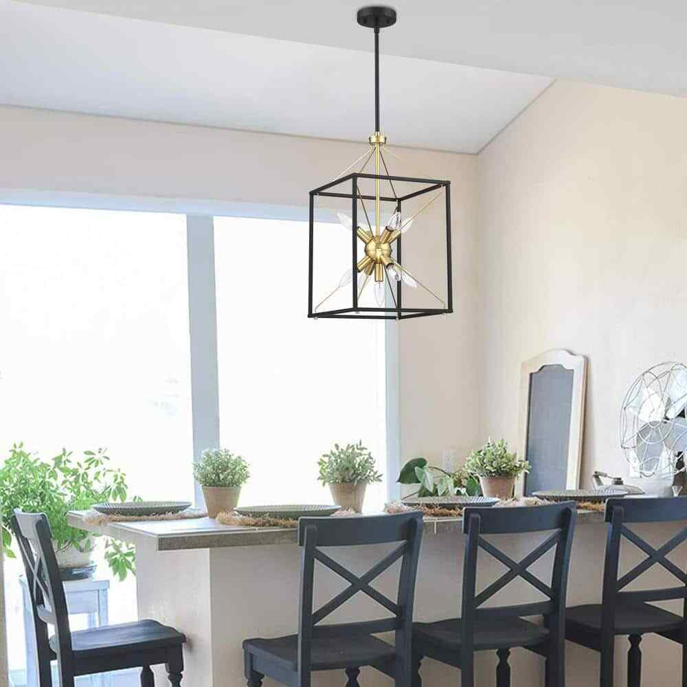 Hukoro Alfa 9-Light 12.2 in. Modern Rectangle Lantern Pendant Light