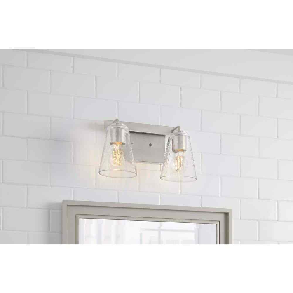 Home Decorators Westbrook 2-Light Brushed Nickel Modern Bathroom Vanity Light