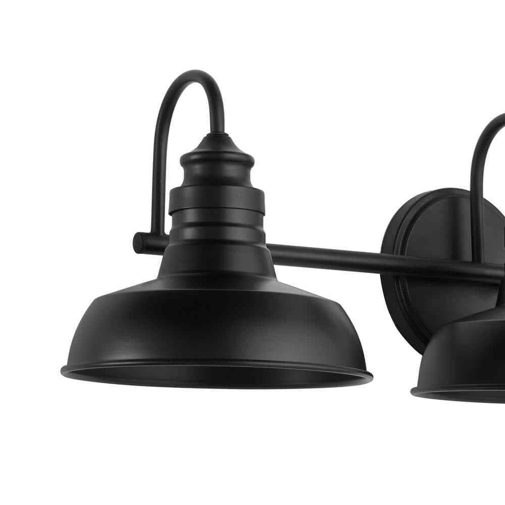 Hampton Bay 29 in. Elmcroft 3-Light Matte Black Vanity Light w/ Metal Shades