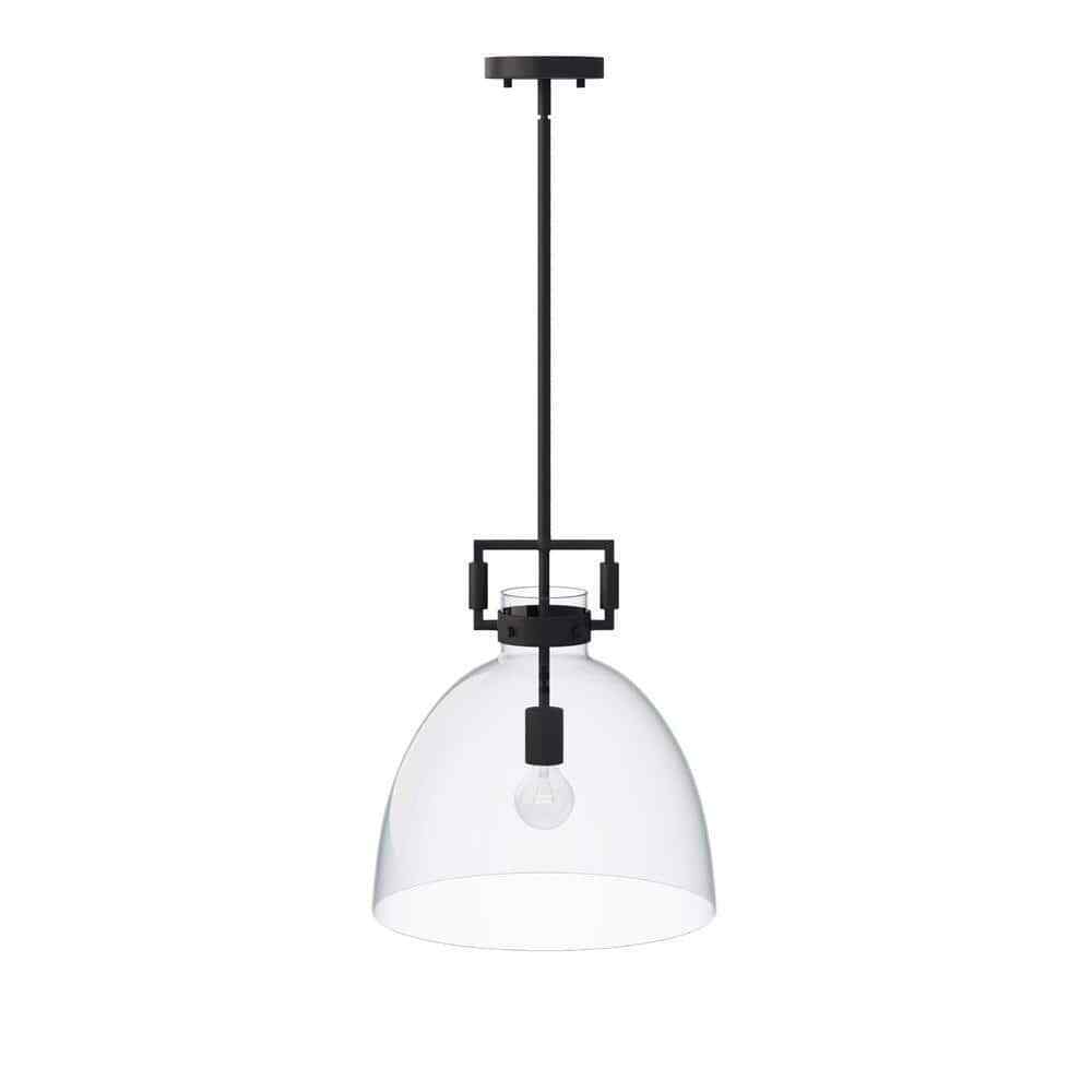 Nathan James Leigh Black Indoor Ceiling Hanging Pendant Light w/ Clear Glass