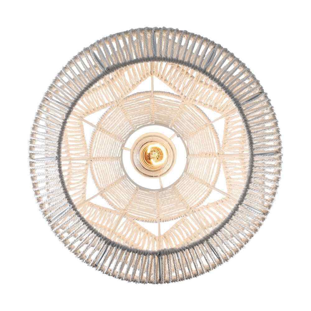 Bel Air Lighting 1-Light White Rope Basket Pendant Light Fixture w/ Woven Shade